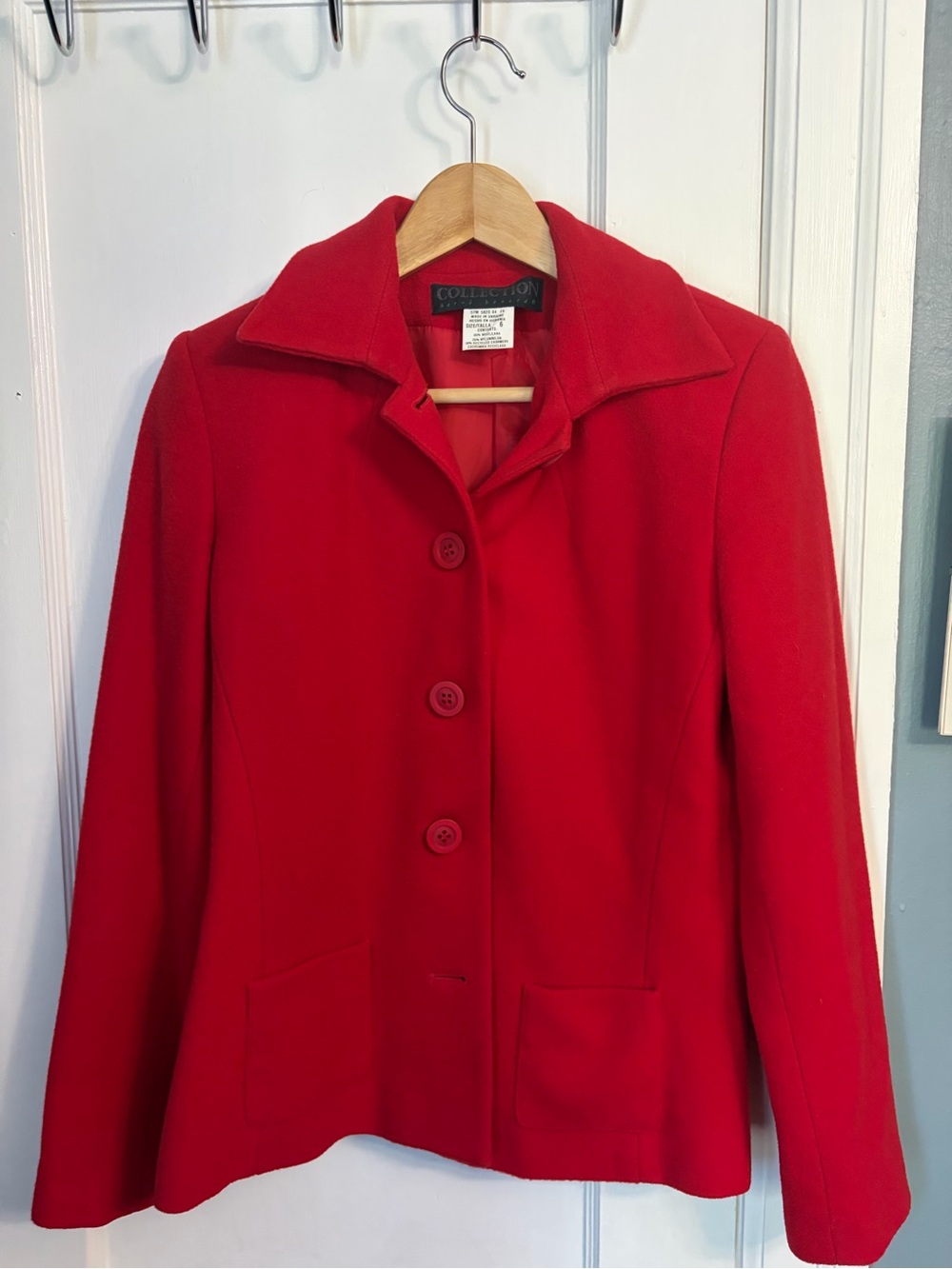 Collection B Vibrant Red Wool-Blend Button Jacket